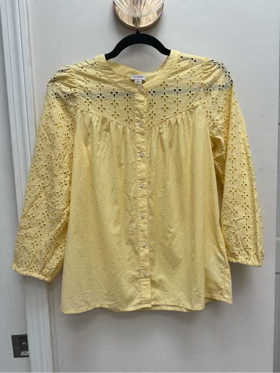 J. Crew Tops - J. Crew Pale Butter Yellow Eyelet Button-Front Blouse